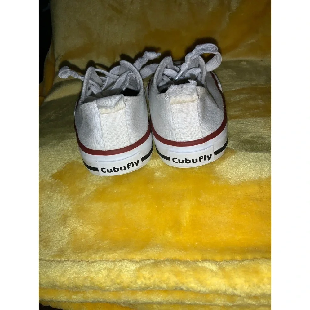 Cubufly Canvas Sneakers Toddler Kids White‎ Lace Up Casual Shoes